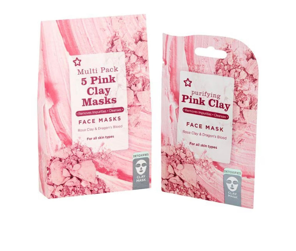 Superdrug - Pack of 5 Pink Clay Mask 15ml each