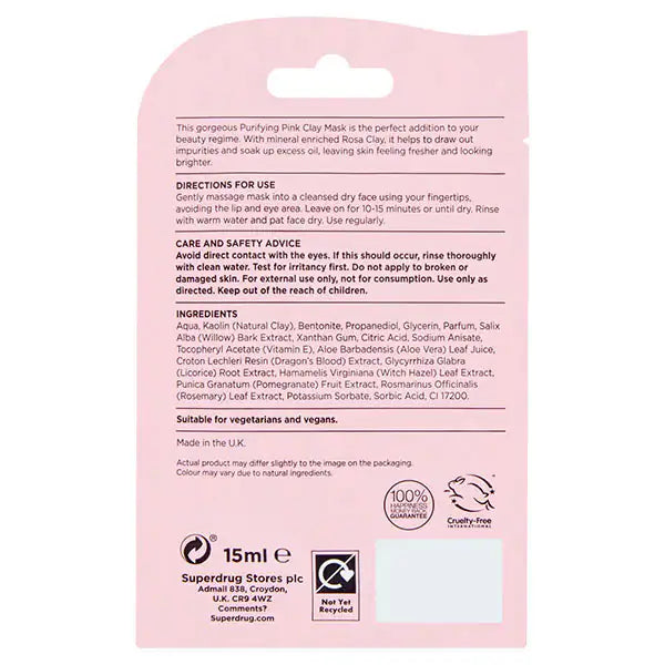 Superdrug - Pack of 5 Pink Clay Mask 15ml each
