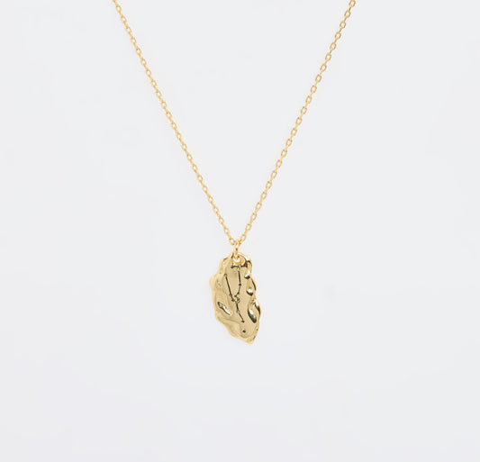 Adolfo Dominguez - Gold Tone Leaf Pendant Necklace